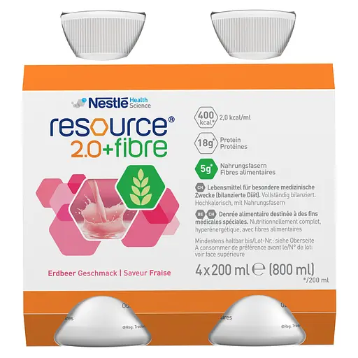 Набір ентеральне харчування Nestle Health Science Resource 2.0+Fibre зі смаком полуниці 3.2 л (4 уп. х 4 шт. х 200 мл) - фото 7