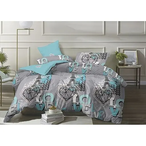 Комплект постільної білизни TAG Tekstil з компаньйоном King Size Сірий 000141866 (S424)