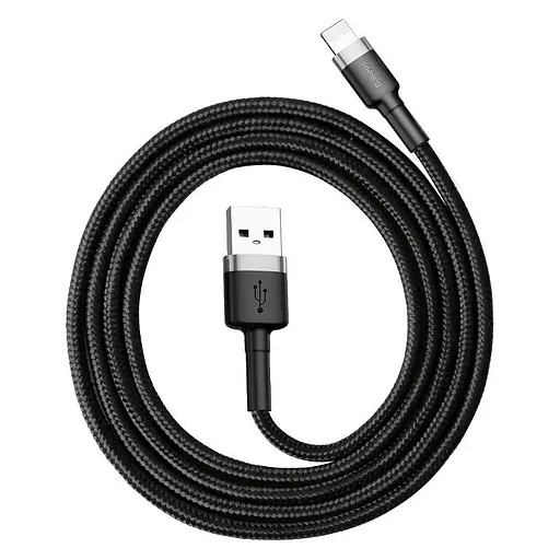 Кабель Baseus Cafule Cable USB For Lightning 2.4A 0.5m Gray+Black - фото 3