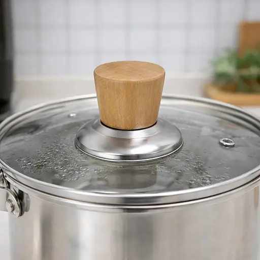 Ручка для крышки кастрюли сковороды из нержавеющей стали с деревянным верхом Коричневый 88212 - фото 2