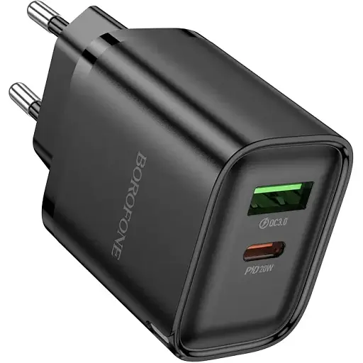Сетевое зарядное устройство для Borofone BA83A Flare star PD20W+QC3. 0 charger черный - фото 1