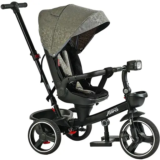 Детский трехколесный велосипед Best Trike Marco 9155/318-82 с поворотным сиденьем складным рулем музыкальной зеленой фарой