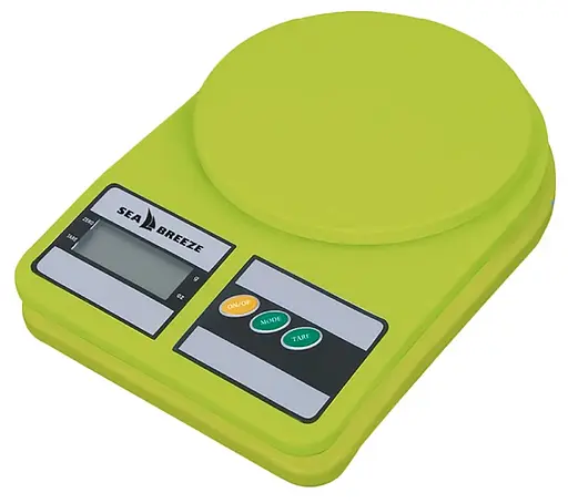 Весы кухонные электронные Sea Breeze SB-073 до 10 кг с тарокомпенсацией зеленый 88101 - фото 1