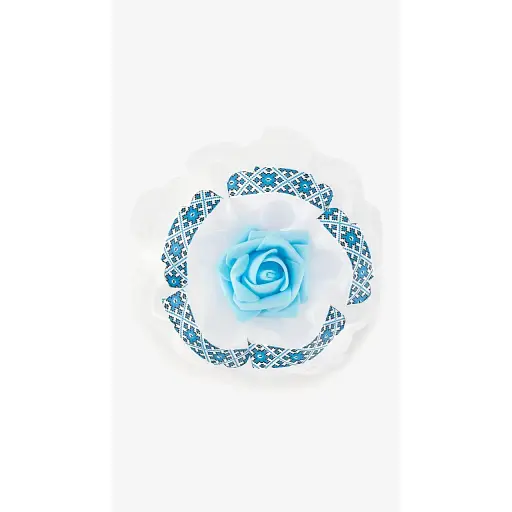 Бант вышиванка 276058 10 см Бело-голубой - фото 1