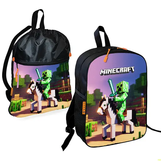 Шкільний рюкзак дитячий Minecraft + Сумка для взуття спортивної форми рюкзак-мішок для хлопчика (01739)
