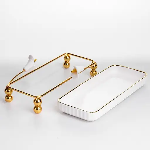 Блюдо сервировочное фарфоровое Yiwu 25х10 см для закусок фруктов десертов LB-1566BH - фото 3