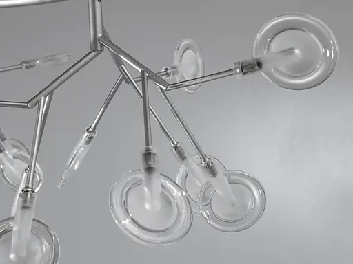 Лаконічна, підвісна люстра "Світлячок", 36 ламп, хром сатин - фото 4