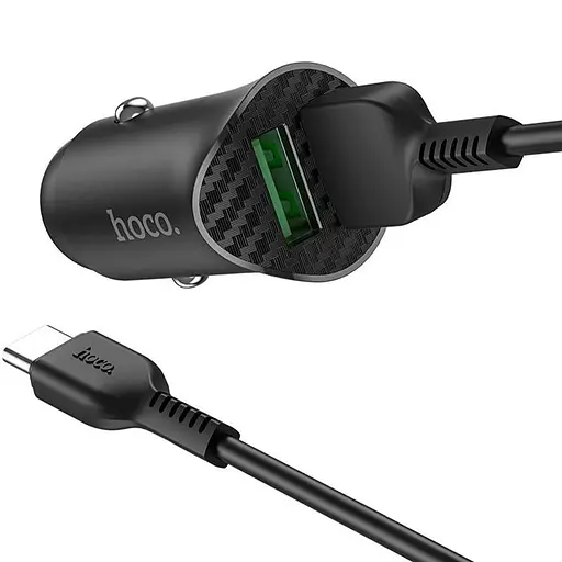 Авто Зарядное устройство быстрое 2USB Hoco Z39 QC3.0 + кабель Type-C - фото 1