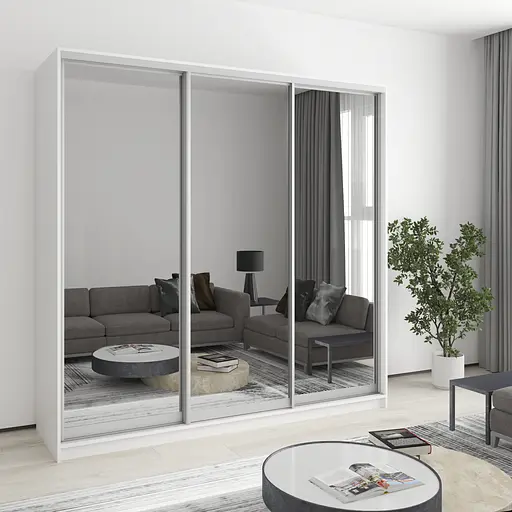 Шафа-купе тридверна MebelStar Комбо AL 3 Дзеркала 210x60x210 см Аляска білий (MBS-3385)