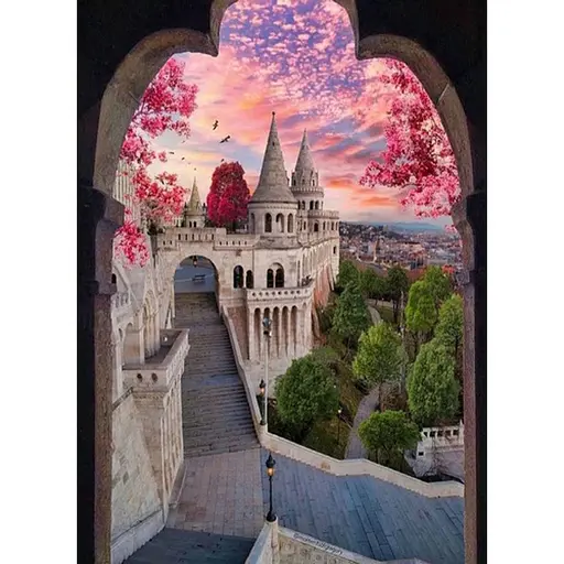 Алмазная мозаика Strateg ПРЕМИУМ Между частями замка без подрамника размером 50х65 см (SGK86077) - фото 1