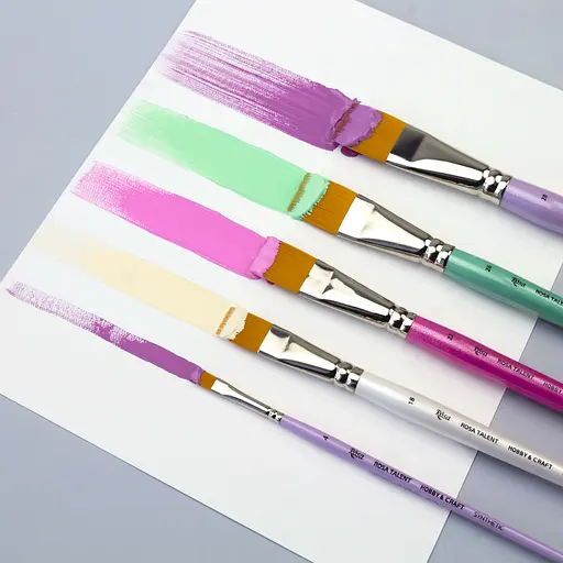 Пензель синтетика плоска для декору HOBBY & CRAFT 6 коротка ручка Rosa TALENT - фото 6