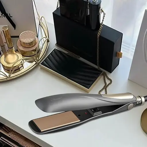 Керамічний випрямляч для волосся Maestro MR-250 зі швидким нагріванням до 200°C 35Вт Сірий/Золото - фото 3