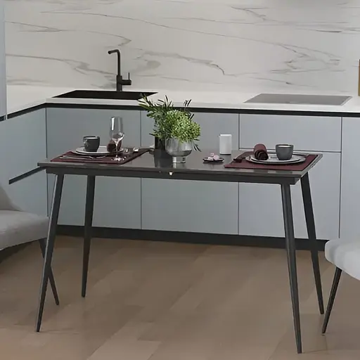 Стіл кухонний розкладний Данді на конусних ногах Ferrum-decor 75x120(160)x70 Чорний метал ДСП Сосна Кембра 16 мм (FRD-106778)