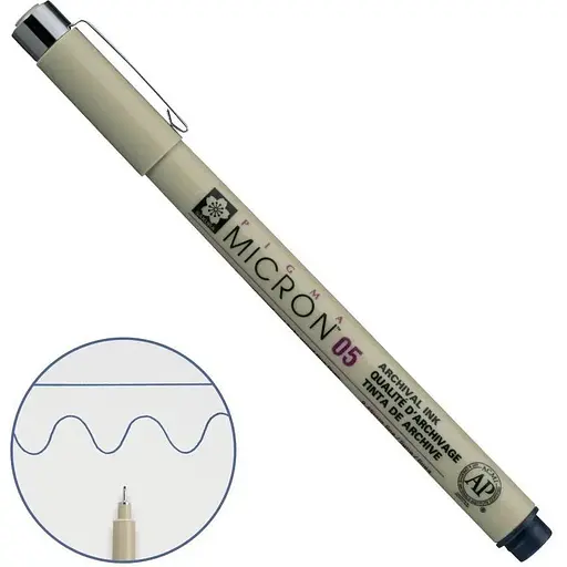 Линер Pigma Micron (0.5) 0.45 мм Сине-черный Sakura - фото 1