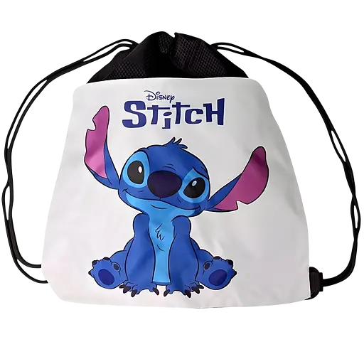 Детская сумка Стич для спортивной формы и обуви 35х40 см белая (25-49)