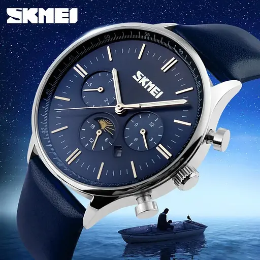 Мужские классические часы Skmei 9117 Silver Blue - фото 4