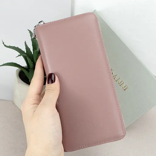 Гаманець жіночий шкіряний Fuerdanni 19600 пудровий на блискавці - фото 5