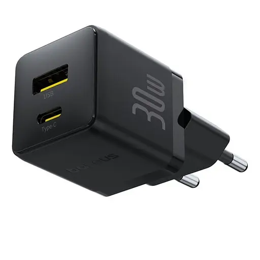 Швидкий зарядний комплект із кабелем Baseus Palm Fast Charger C+U 30 W EU Cluster Black - фото 4