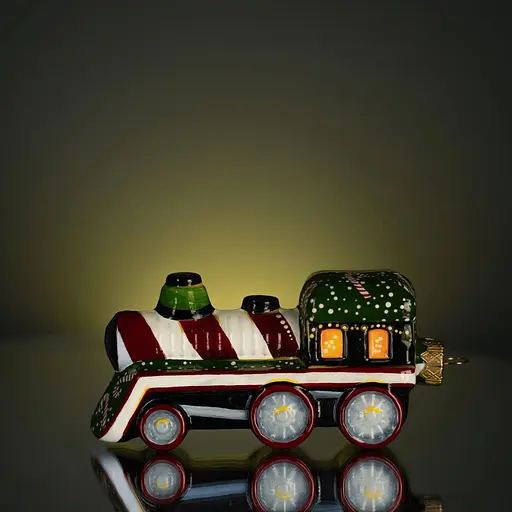 Набір ялинкових прикрас Різдвяні історії Солодкий експрес в дерев'яній коробці скло (4820001128277) - фото 7