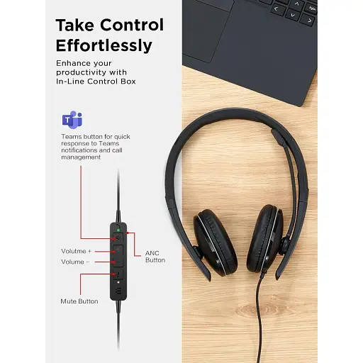 Гарнітура Lenovo Wired ANC Headset Gen 2 Teams - фото 3