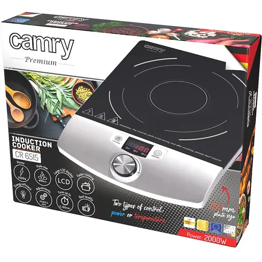 Плита настольная Camry CR 6515 индукционная/ конфорок:1/ 20-2000Вт/ 60°-240° С/ стеклокерамика - фото 8