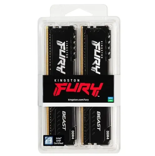 Пам'ять 8Gb x 2 (16Gb Kit) DDR4, 3200 MHz, Kingston Fury Beast, Black, 16-18-18, 1.35V, з радіатором (KF432C16BBK2/16WP) - фото 5