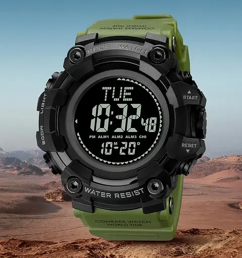 Чоловічий спортивний годинник Skmei 2037 з компасом (Зелений) - фото 6