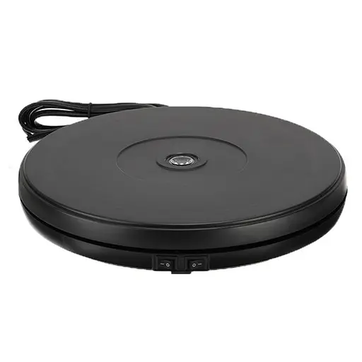 Поворотний стіл для предметної зйомки 3D з підсвічуванням, автоматичний Heonyirry C250, діаметр 25 см, чорний (100654)