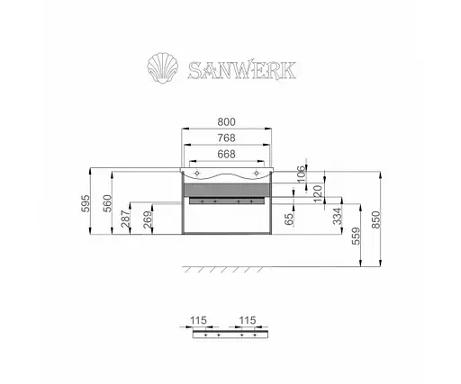 Тумба підвісна Sanwerk Ліга Air 60 мессина з умивальником Space Line (MV0000860) - фото 3