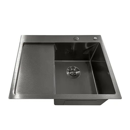 Кухонна мийка з нержавіючої сталі Mixxus MH6350R Nano-Black MI7047, Графит - фото 4