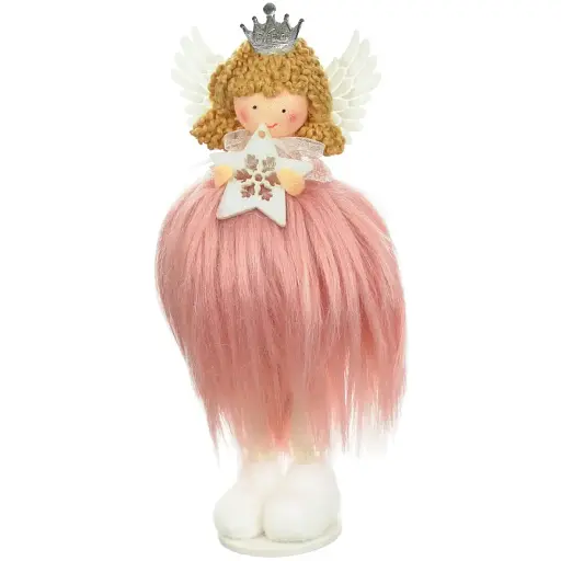 Подвеска новогодняя Jumi Фея 1259 мех 18 см розовая (5900410951259)