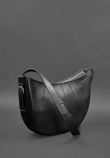 Шкіряна жіноча сумка Круасан чорна Krast - фото 3