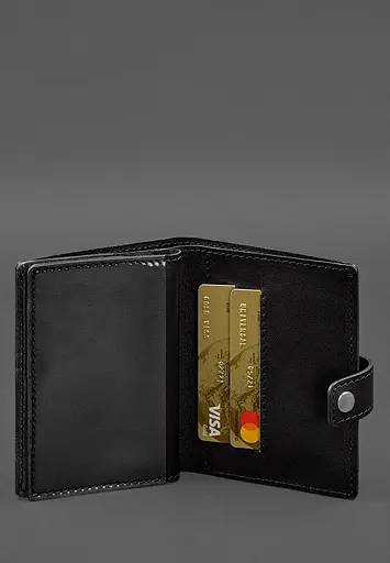 Кожаная обложка-портмоне для военного билета офицера запаса (узкий документ) Черная - фото 7