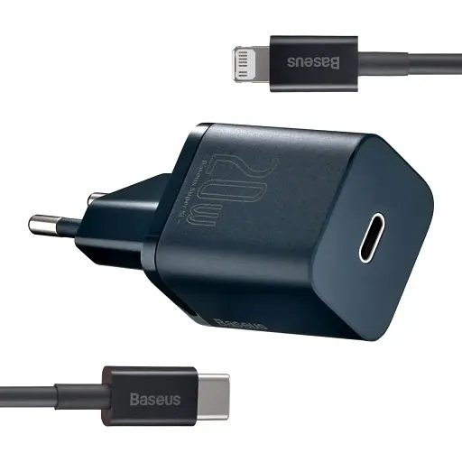 Мережевий зарядний пристрій Baseus Super Si Quick Charger 1C 20W EU Sets Синій - фото 1