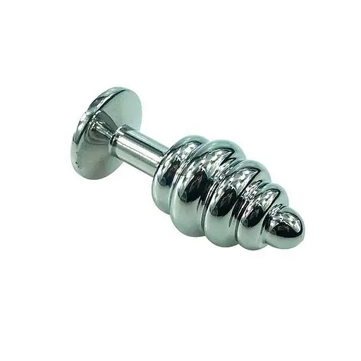 Анальная пробка фигурная стальная Спираль 8,3 см металлик с кристаллом - фото 5