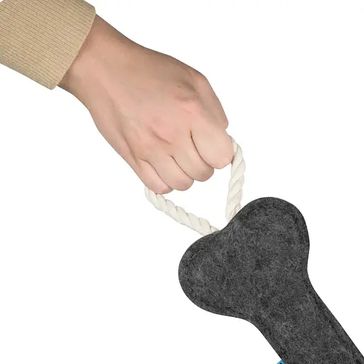 Игрушка для собак Barksi Косточка с канатом S серая - фото 4