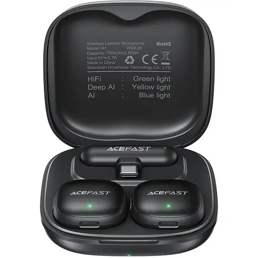 Мікрофонна система Acefast бездротова R1 wireless lavalier microphones чорний - фото 1