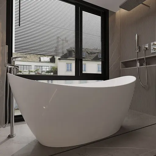 Ванна окремостояча глянцева Amdcon Capr 170x77 з литого каменю CAPR_170_HL Білий - фото 2