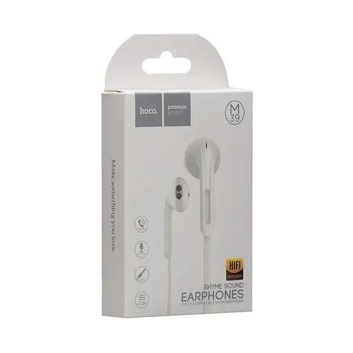 Дротові навушники Hoco M39 Rhyme with mic, 3.5mm, 1.2m, white - фото 3