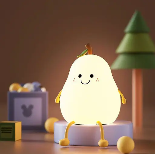 Декоративный детский ночник Веселая Грушка силиконовый аккумуляторный светильник для сна - фото 6