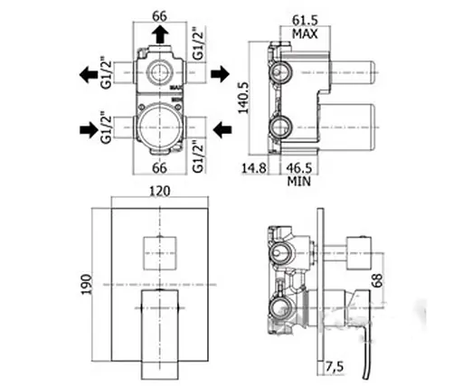 Змішувач прихованого монтажу Paffoni Elle EL 019 CR/M, Хром - фото 2