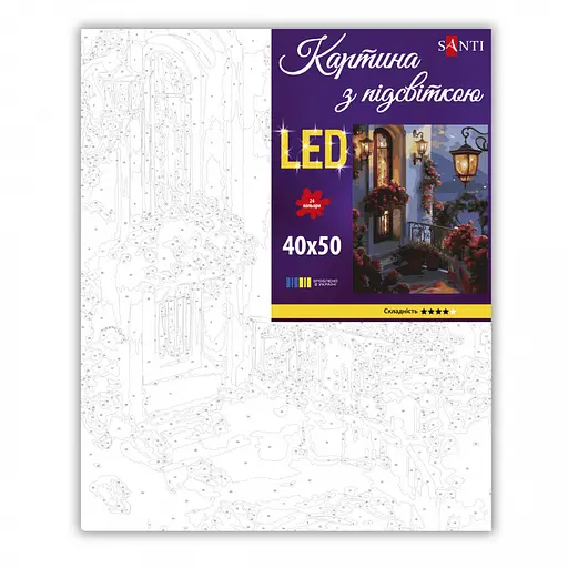 Картина по номерам Santi Цветы на балконе 40х50 см LED подсветка (956656) - фото 2