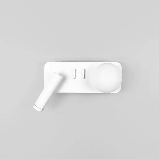 Ліве біле бра на 2 вимикачі з білим плафоном та спотом Line F Арт. WJ032/2 L WT (лівий) - фото 2