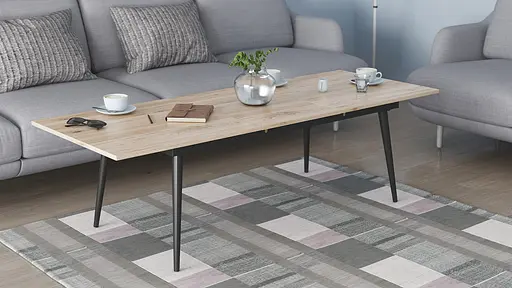 Стіл журнальний трансформер Dandi Small Ferrum-decor 45x120(160)x70 Чорний метал ДСП Дуб Сан-Марино 16 мм (FRD-106798) - фото 6