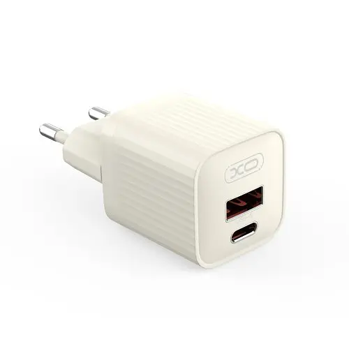 Мережевий зарядний пристрій XO L147(EU) PD20W 1USB-A+1USB-Charger Бежевий - фото 1