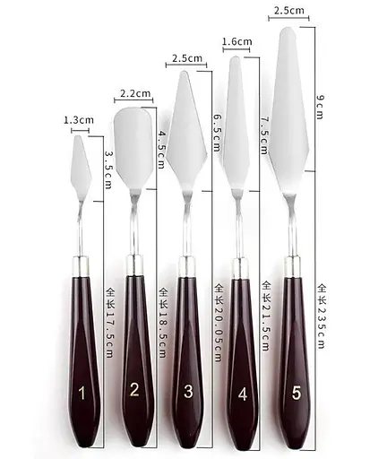 Набір мастихінів (палетних ножів) кондитерських шпателів скребків для декорування тортів та десертів, 5 шт 88312 - фото 7
