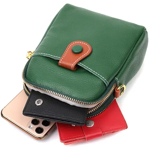 Сумка трапеция для женщин Vintage из натуральной кожи 14.5х18х5.5 см sum0028985 - фото 9