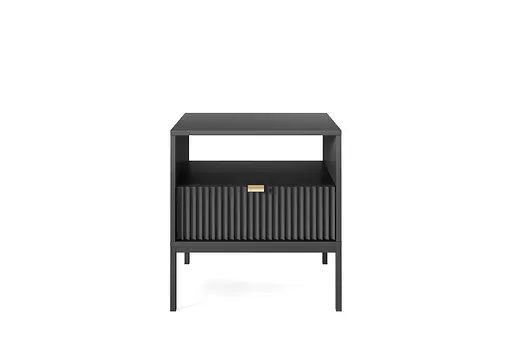 Тумба приліжкова Perfect Home Нова / Nova з 1 шухлядою і чорними ніжками S54 Чорний (PFH-091251)