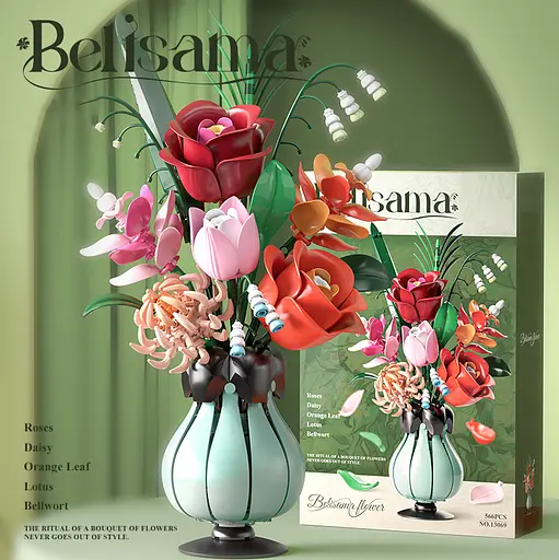 Конструктор квіти  MJI букет квітів у вазі Гармонія для дітей і дорослих для дівчаток 566 деталей - фото 7