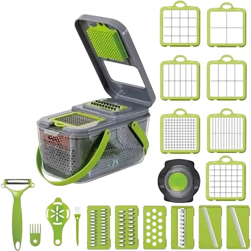 Багатофункціональна овочерізка 22 в 1 з друшляком, кошиком та контейнером